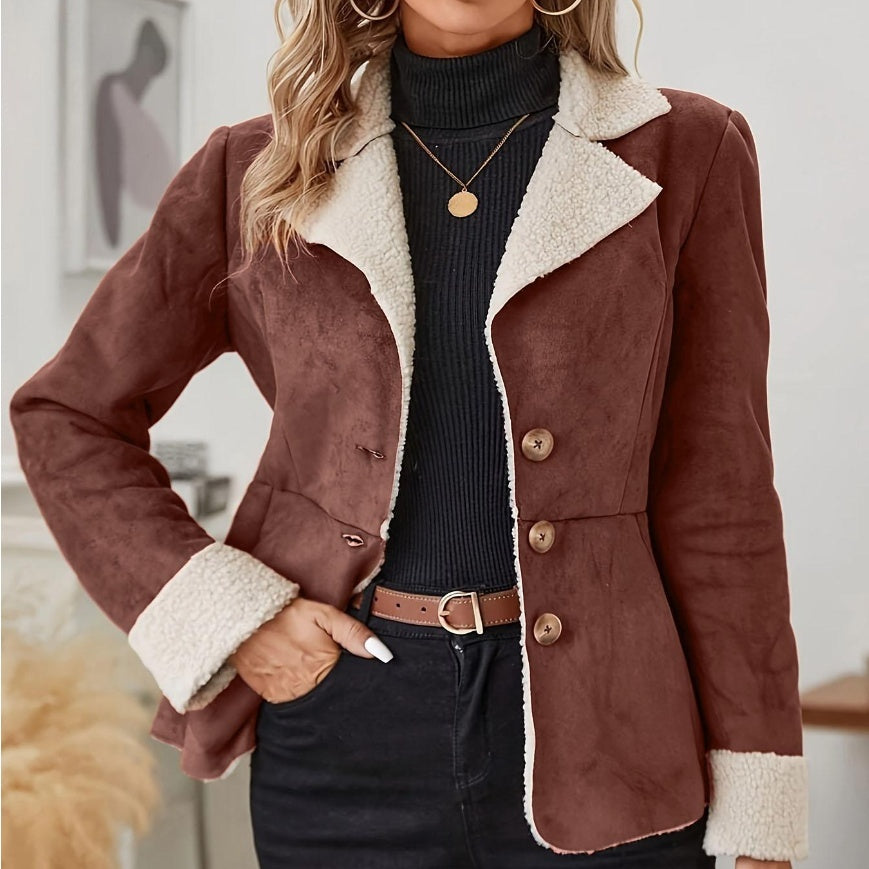 The Joanna Leather & Velvet Coat – Brown