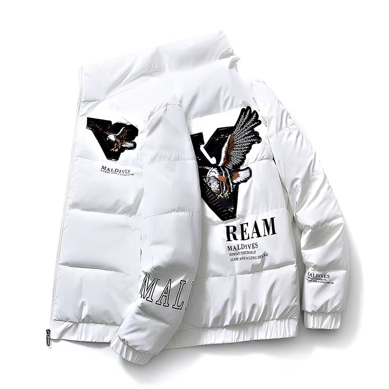 Winter Men'S Casual Big Size 5XL Warm Coat Fashion Male Black Eagle Embroidery High Quality Overcoat Jacket Drop Shipping